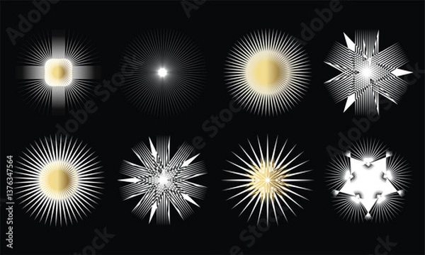 Fototapeta sparkles and starburst design element vector image, shine icon, star sparkle vector, firework explosion icon, Line sparkle, Sun ray icon, shine and burst line