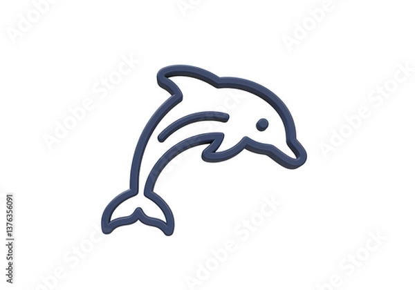 Fototapeta Dolphin Shape Simple Outline Blue Color on White Background