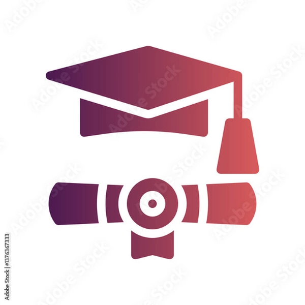 Fototapeta graduation cap flat gradient icon