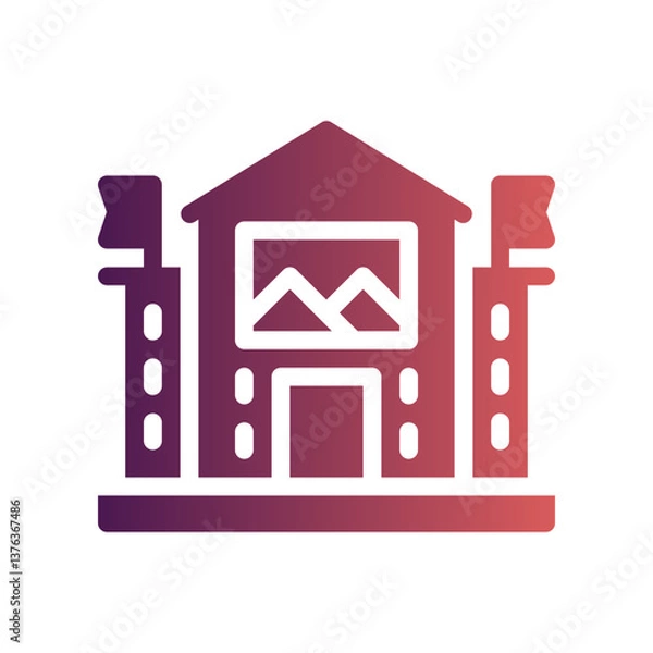 Fototapeta school building flat gradient icon