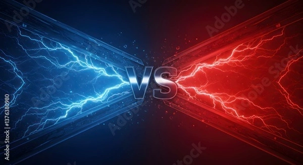 Obraz Blue vs Red Lightning Clash.