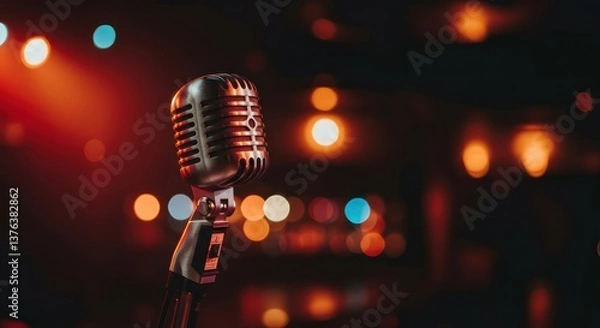 Fototapeta Retro Microphone on Stage.