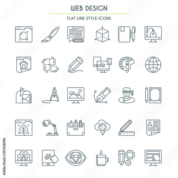 Fototapeta Website design Thin Line icons