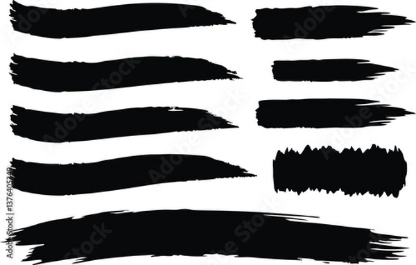 Fototapeta vector set black brush strokes