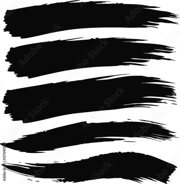 Fototapeta vector set black brush strokes