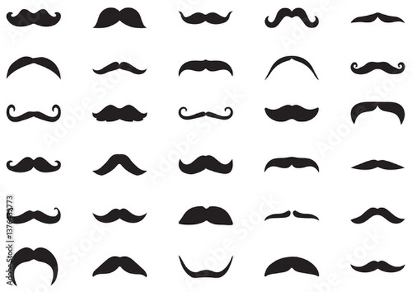 Fototapeta collection of mustaches. set of mustaches. set of mustache vector. set of mustache
