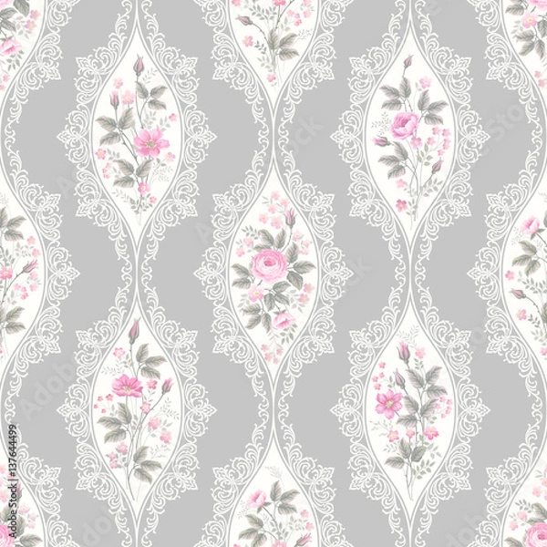 Obraz seamless floral pattern with lace and roses