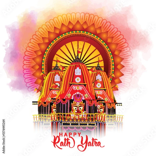 Fototapeta Rath yatra of lord jagannath balabhadra and subhadra festival celebration