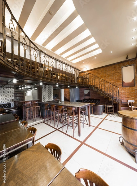 Fototapeta handrail stairs gallery in Interior Cafe