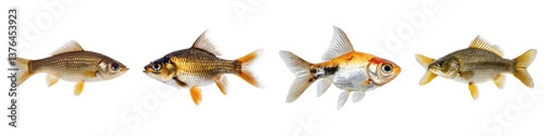 Fototapeta Labeo calbasu fish isolated on transparent background. PNG, Set of
