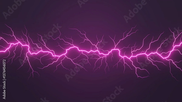 Obraz Abstract background with glowing pink lightning on black