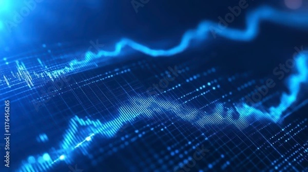 Obraz Financial Dynamics: Visualize the pulse of the market with this image of abstract blue data streams, forming dynamic patterns, reflecting the ebb and flow of financial markets.