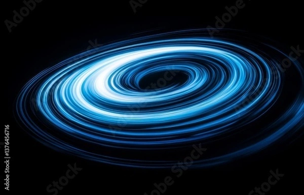 Obraz Mystical swirling blue portal of energy in motion on a dark background, glowing vortex with sci-fi abstract cosmic light and ethereal visual effect