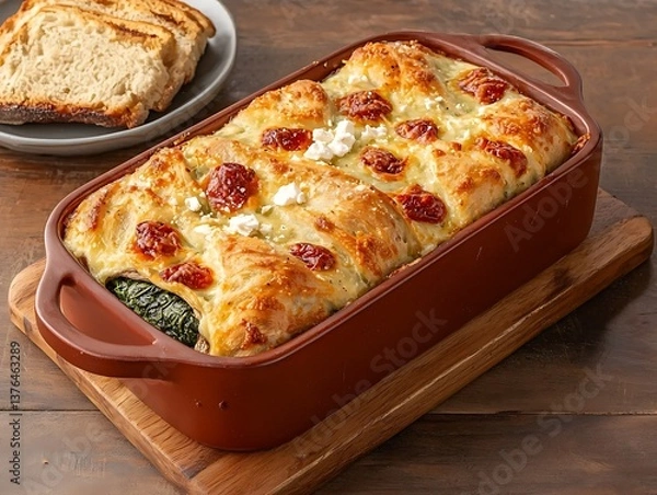 Obraz Baked Spinach  Cheese Casserole.