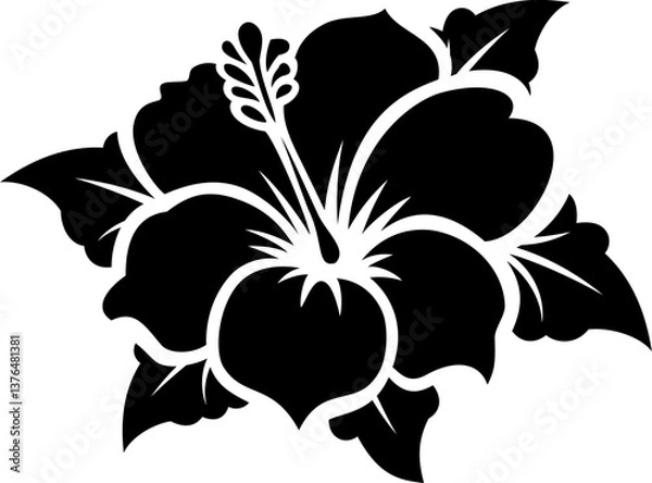 Obraz black and white hibiscus flower vector