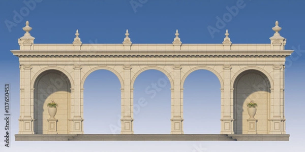 Obraz arcade with ionic pilasters in classic style. 3d render