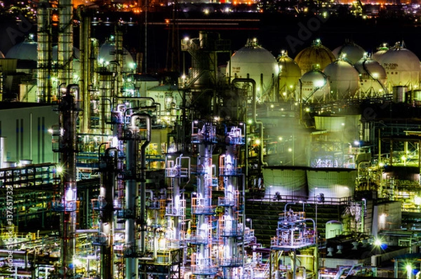 Fototapeta 倉敷市の工場夜景