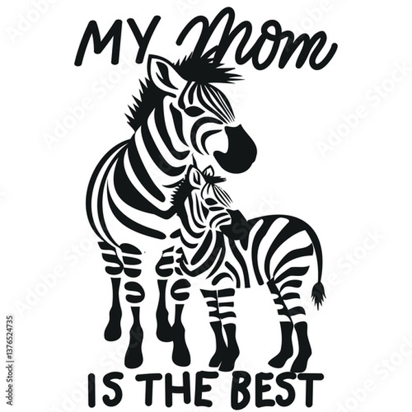 Fototapeta Mother zebra and baby zebra expressing love in a creative design  