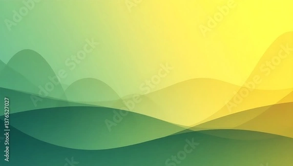 Fototapeta Abstract green wave with yellow background. Generative Ai.