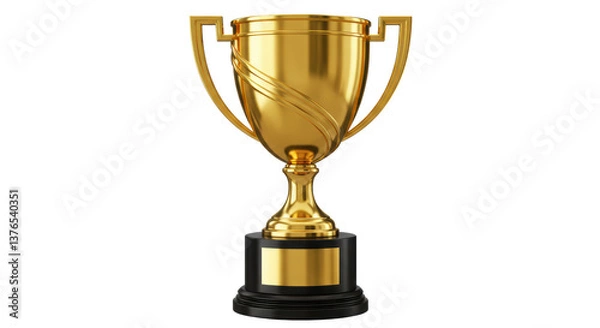 Fototapeta Isolated Golden Trophy Cup with Black Base and Gleaming Finish