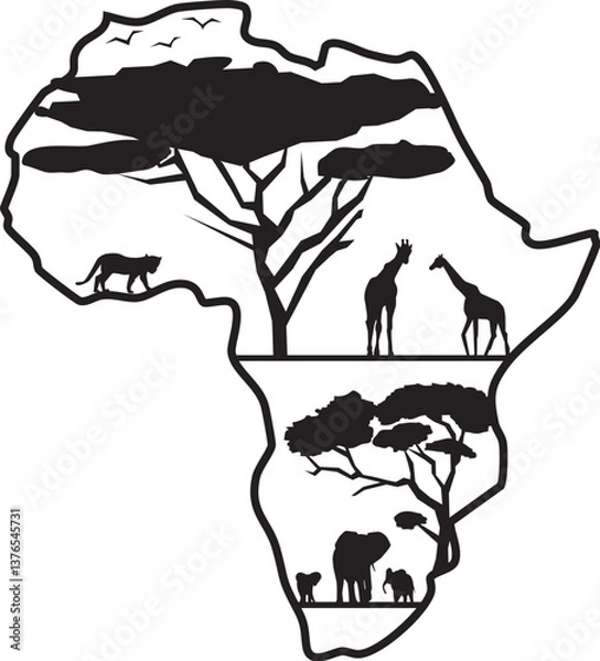 Obraz African Continent with animals