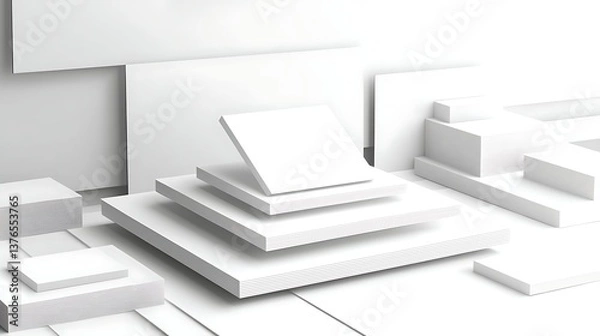 Fototapeta White Geometric Abstract Background. (3)