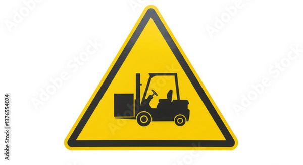 Fototapeta Isolated Yellow Warning Sign with Forklift Symbol
