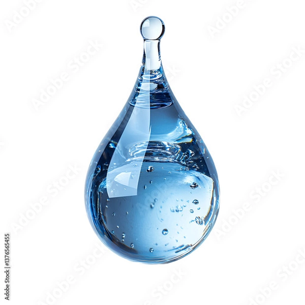 Fototapeta Crystal Clear Water Drop Liquid Purity Hydration Blue Droplet Clean Refreshing Close up Macro Shot
