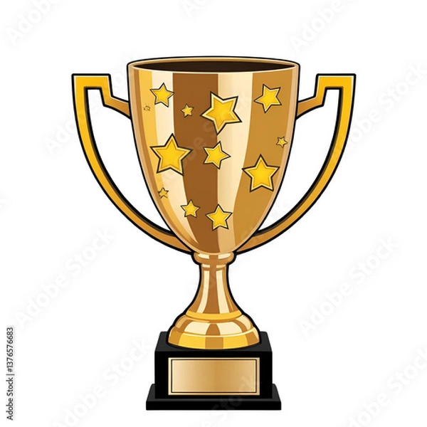 Obraz gold cup isolated on white background