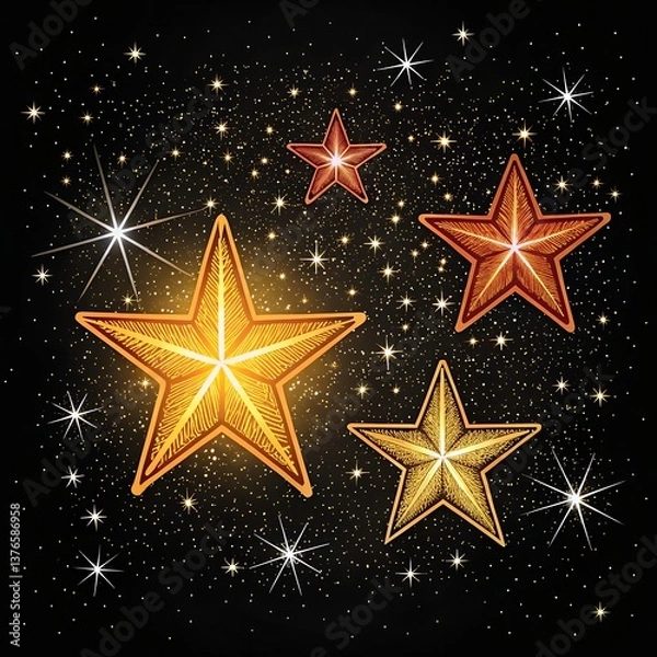 Obraz golden star on blue background