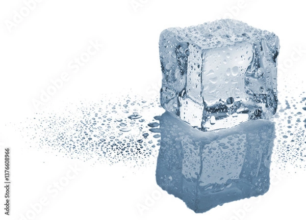 Fototapeta Melting ice cube with reflection