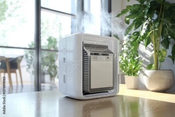 Fototapeta Exposed Whole House Humidifier with Trickling Filter Pad and Adjustable Damper for Enhanced Climate Comfort