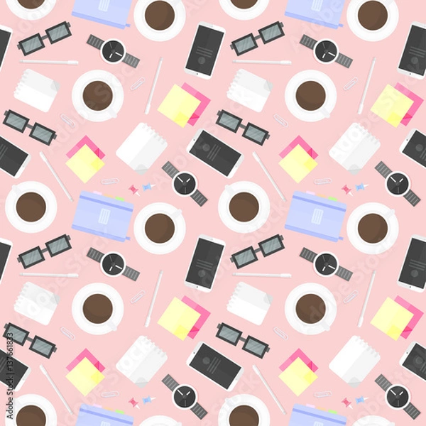 Obraz Seamless vector pattern with school and office supplies