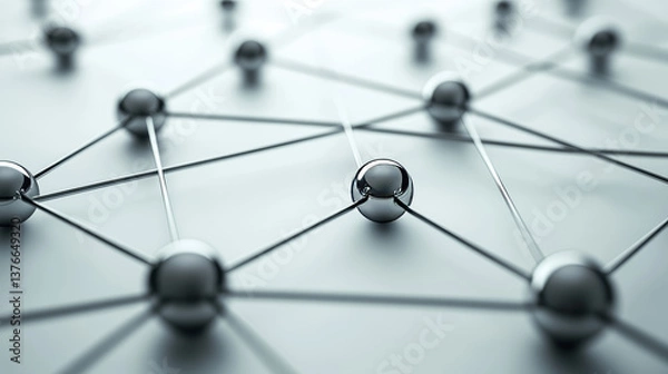 Fototapeta Business and digital technologies. Data flow in a secure system. Analytics and strategy of innovative development. 3D illustration of network structures, guides and nodes of information accumulation