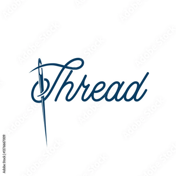 Fototapeta Thread Needle Logo Template	