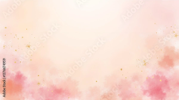 Obraz Ein sanfter, pastellfarbener Aquarellhintergrund mit zarten Ostereimustern und subtilem Goldfunkeln, der eine warme und elegante Atmosphäre schafft. KI Generated