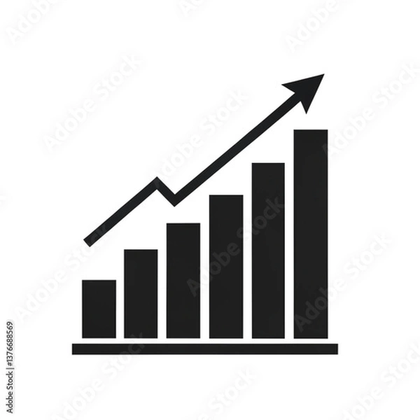 Obraz 3D Business Graph with Arrow Showing Growth and Progress.