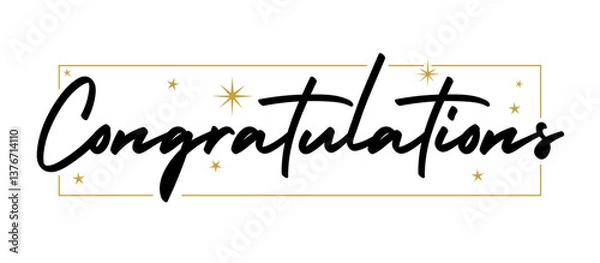 Fototapeta Congratulations handwritten text, vector congrats typographic sign.