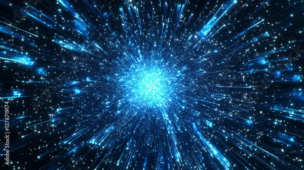 Fototapeta High technology, big data, futuristic database, high-speed wireless networks. 3D illustration of the abstract concept of digital globalism