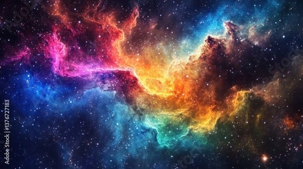 Fototapeta Spectacular cosmic vista: a vibrant nebula of interstellar gas and stars