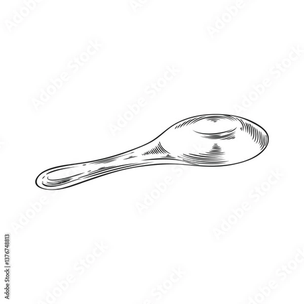 Obraz Fondue equipment vector ink sketch, engraved hand drawn stainless appliance, fondue cooking utensil to extinguish candle
