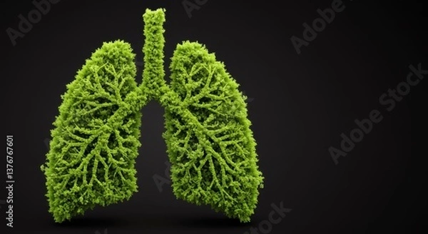 Fototapeta Lungs Formed from Green Leaves and Tiny Trees