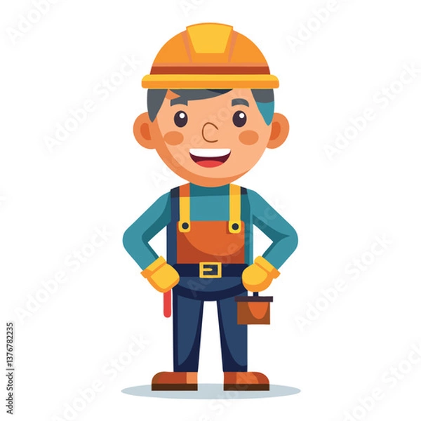 Fototapeta Construction Worker Cartoon 