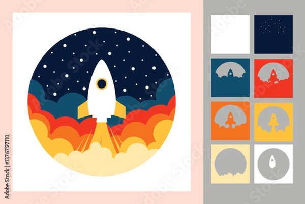 Obraz Space Exploration paper craft 3d multilayered crafting design