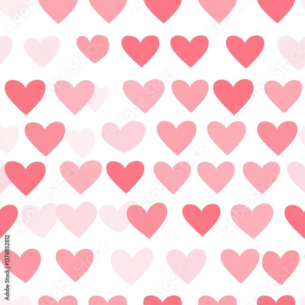 Fototapeta Vibrant pink heart pattern background, perfect for adding a touch of love to your designs. Clean and versatile for all uses.