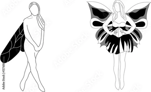 Fototapeta 
sketch of a fairy on a white background