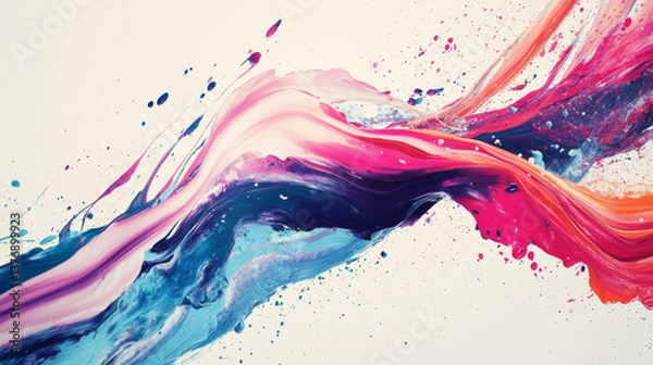Fototapeta Modern backgrounds with abstract pattern of liquid blobs, flow shapes and lines. Vector creative posters set with flat illustration, trendy design with paint splashes and waves