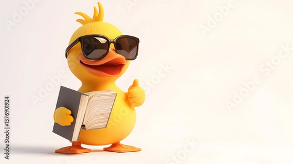 Fototapeta Cool Duck Reading a Book: A Fun Illustration