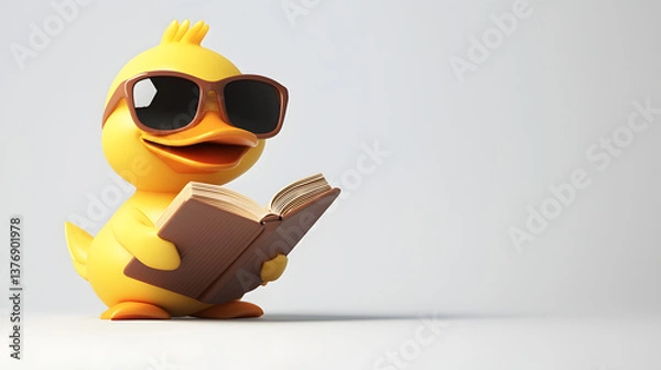 Fototapeta Cool Duck Reading a Book: Summer Fun and Leisure