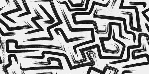Fototapeta The brushstrokes are thick and bold, creating a dynamic and energetic feel. They are arranged in a seemingly random pattern, forming a maze-like design.